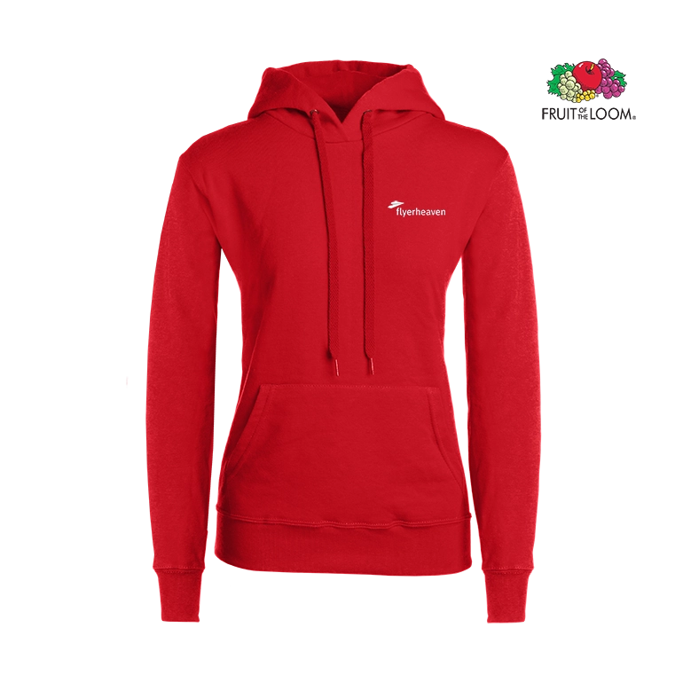Fruit of the Loom Classic Damen Hoodie rot Bedruckter Fruit of the Loom Classic Damen Hoodie rot