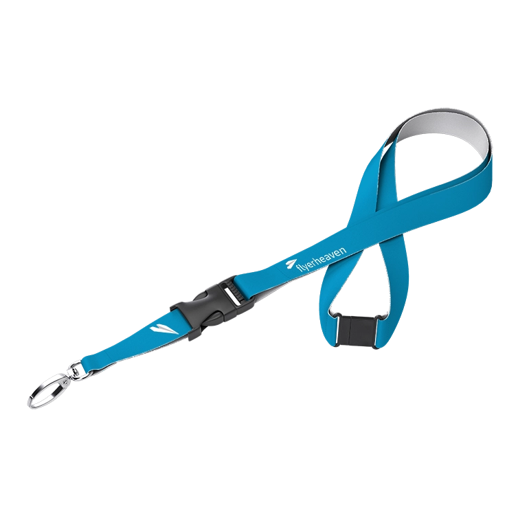 Bedrucktes Lanyard mit Steckschnalle und Sicherheitsverschluss im Nacken