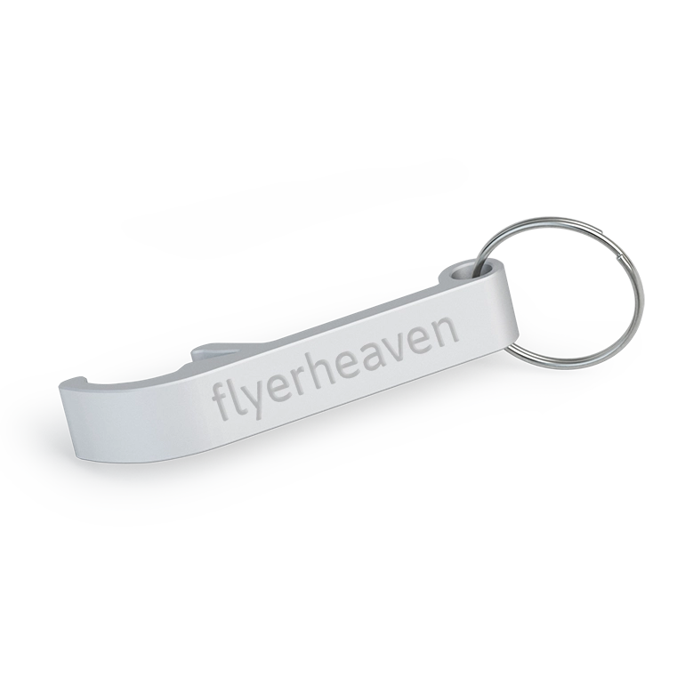 Schlüsselanhaenger mit Flaschenöffner silber Gravierter Schlüsselanhaenger mit Flaschenöffner in silber