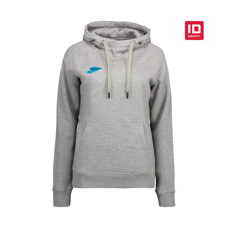 ID Identity Core Damen Hoodie grau meliert Bedruckter ID Identity Core Damen Hoodie grau meliert