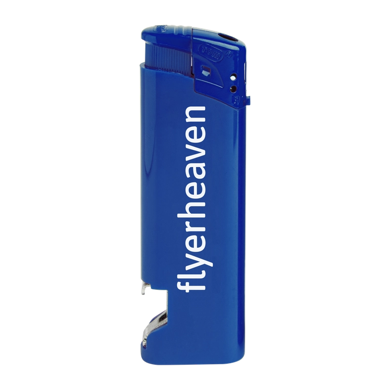 Feuerzeuge mit Flaschenöffner Feuerzeuge mit Flaschenöffner und individualisiert mit Logo in blau
