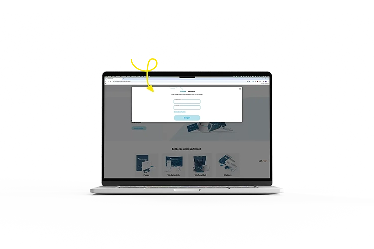 Webseite mit Anmeldefenster Webseite mit Anmeldefenster