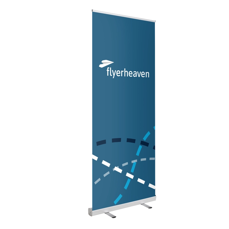Roll-Up-Display in 850x2000mm Bedrucktes Roll-Up-Display in 850x2000mm