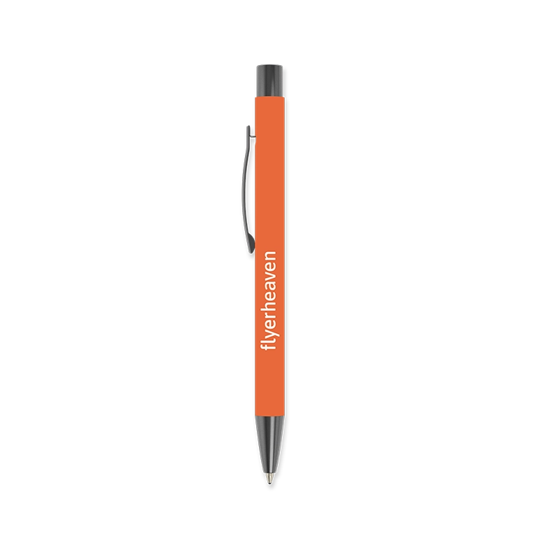 Metallkugelschreiber mit Softtouch orange Bedruckter Metallkugelschreiber mit Softtouch in orange