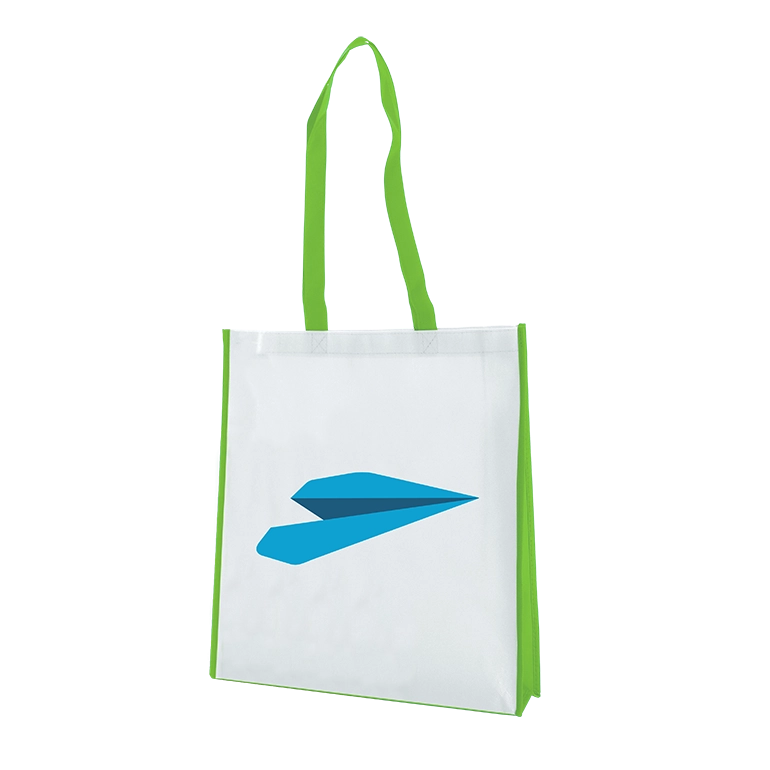 Non Woven Tasche weiß/hellgrün Bedruckte Non Woven Tasche in weiß weiß/hellgrün