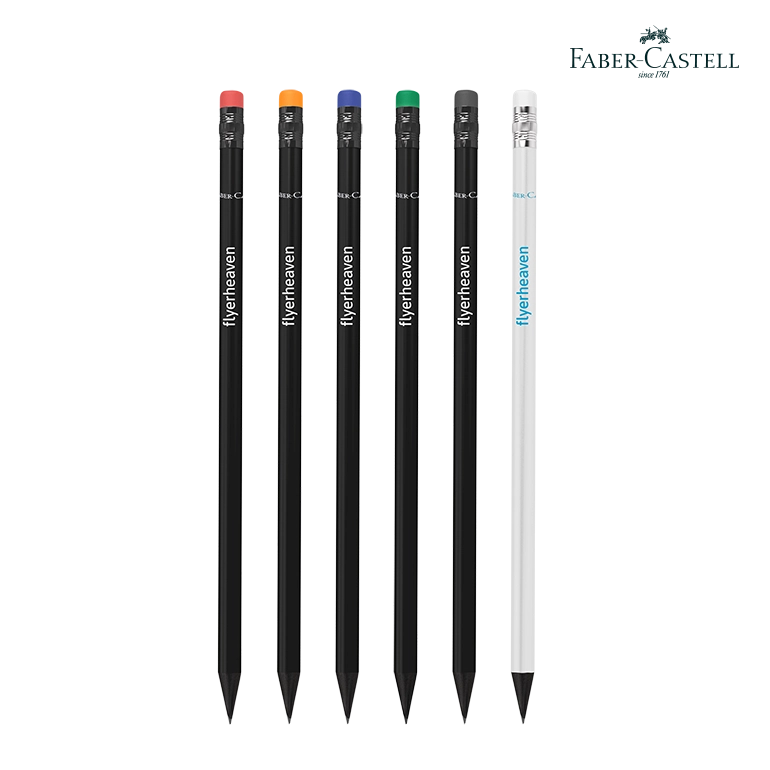 Bedruckte Bleistifte Faber Castell Design mit Radiergummi in unterschiedlichen Farben
