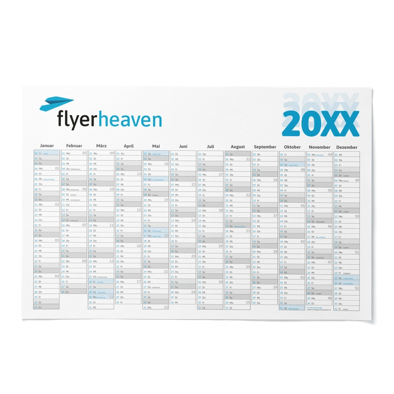 Plakatkalender in DIN B1 Bedruckter Plakatkalender in DIN B1