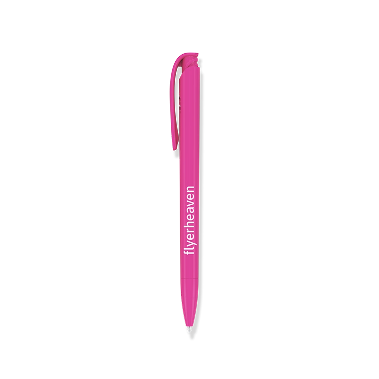 Pinker recycelter Druckkugelschreiber Bedruckter pinker recycelter Druckkugelschreiber