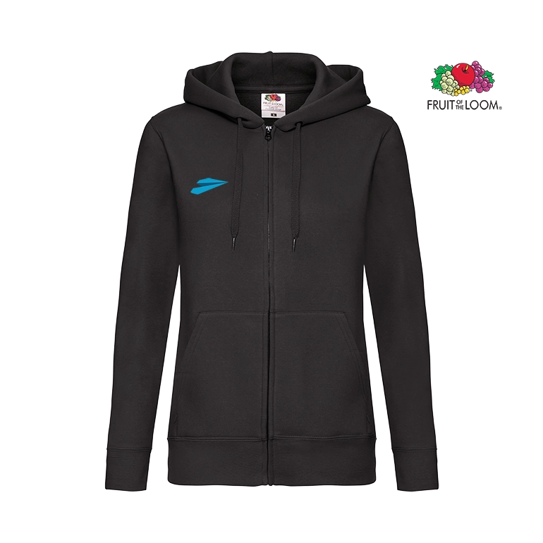 Fruit of the Loom Classic Damen Sweatjacke schwarz Bedruckte Fruit of the Loom Classic Damen Sweatjacke schwarz
