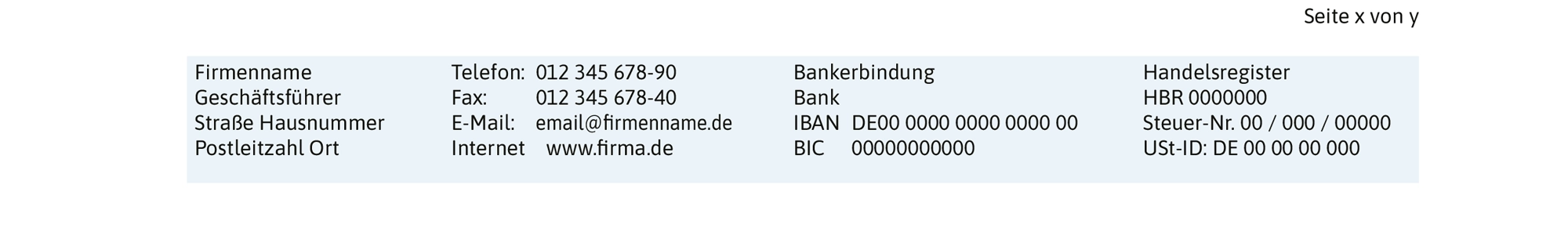 Vorlage für Geschäftsbrieffuß