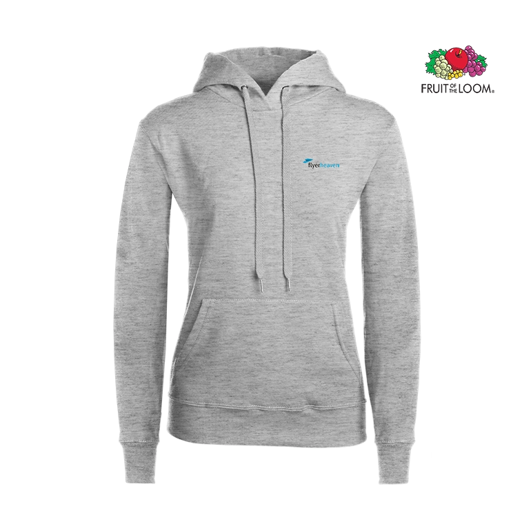 Fruit of the Loom Classic Damen Hoodie grau meliert Bedruckter Fruit of the Loom Classic Damen Hoodie grau meliert
