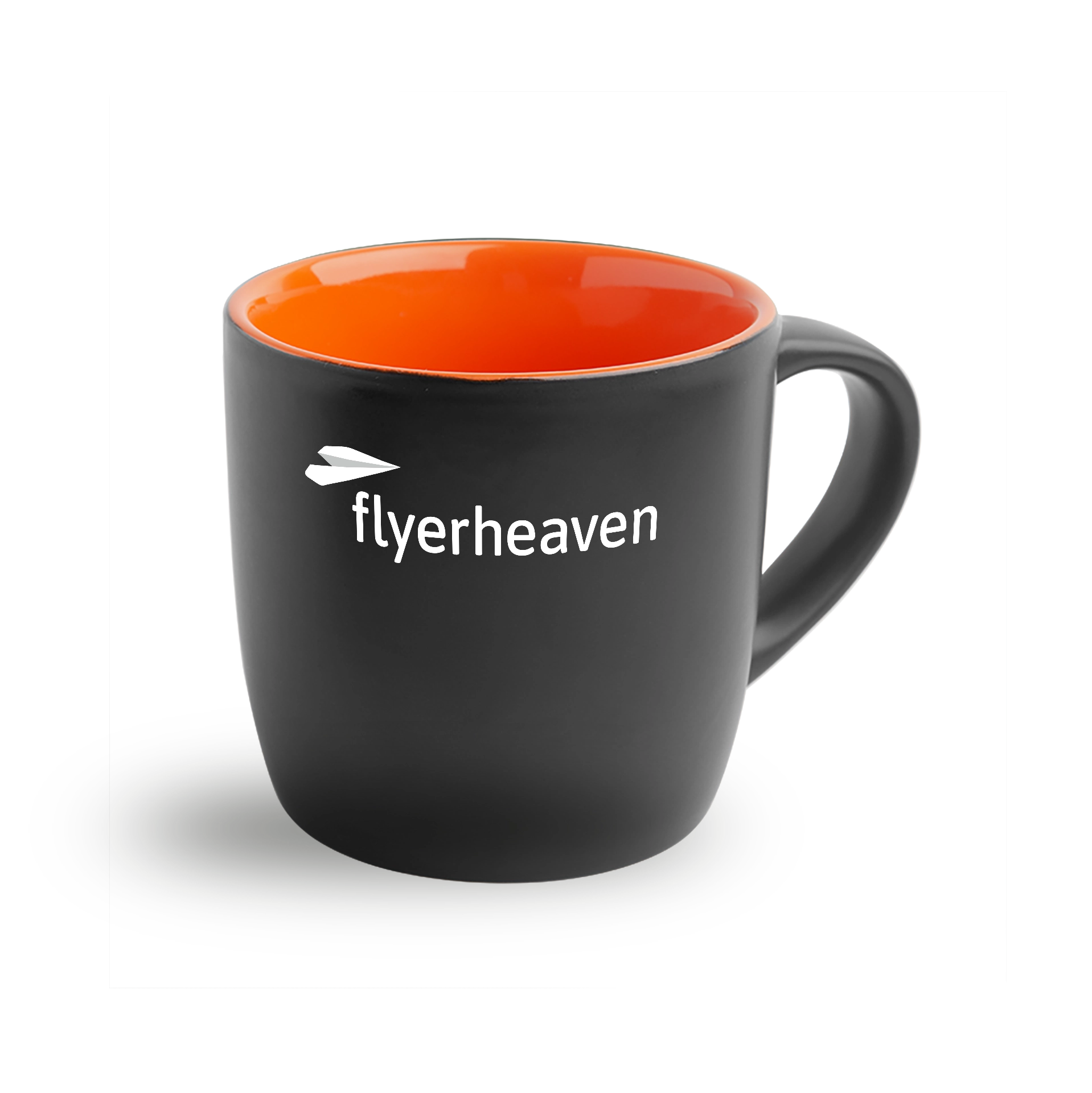 Konvex Tasse in schwarz/orange Bedruckte Konvex Tasse in schwarz/orange