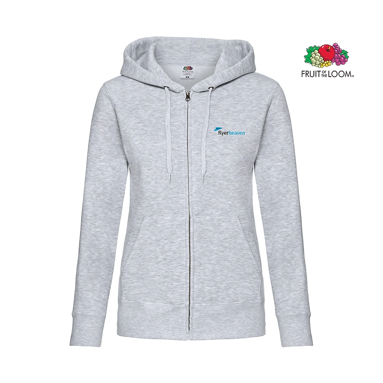 Fruit of the Loom Classic Damen Sweatjacke grau meliert Bedruckte Fruit of the Loom Classic Damen Sweatjacke grau meliert