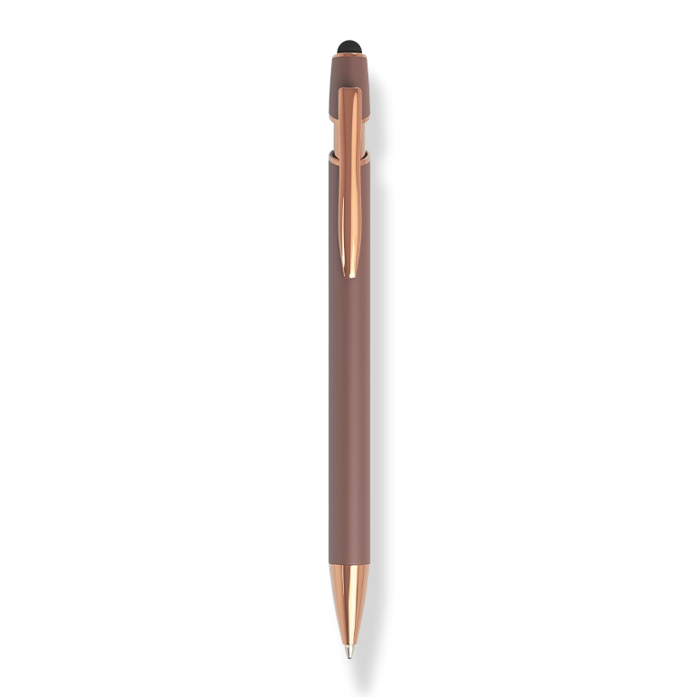 Kugelschreiber mit gummierter Softtouch-Oberfläche in rosegold Personalisierter Kugelschreiber mit gummierter Softtouch-Oberfläche in rosegold