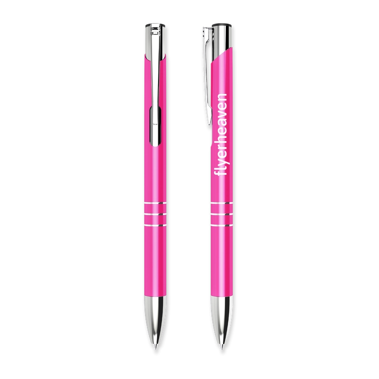 Klassischer pinker Druckkugelschreiber (Metall oder Kunststoff) Personalisierte pinke Druckkugelschreiber (Metall oder Kunststoff)