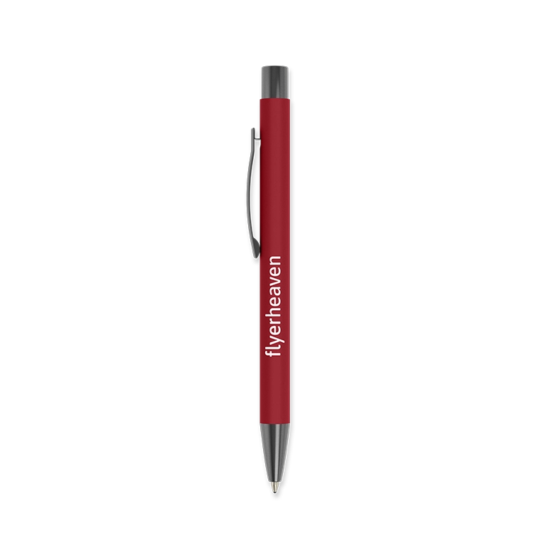Metallkugelschreiber mit Softtouch rot Bedruckter Metallkugelschreiber mit Softtouch in rot