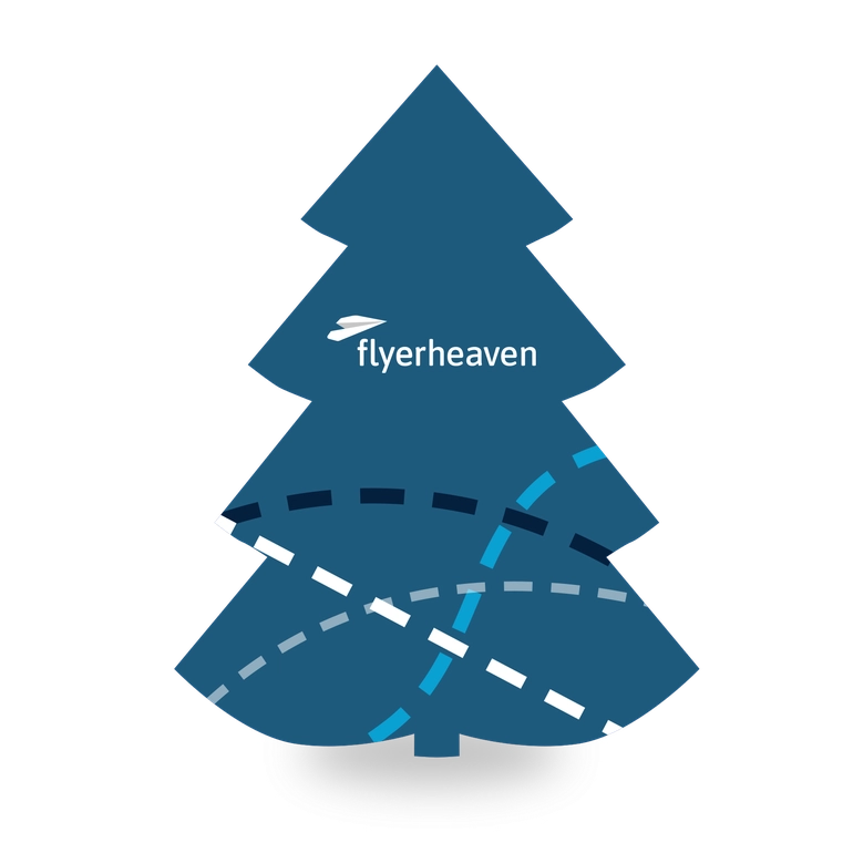 Flyer gestanzt als Weihnachtsbaum Gestanzter Flyer in Form eines Weihnachtsbaumes