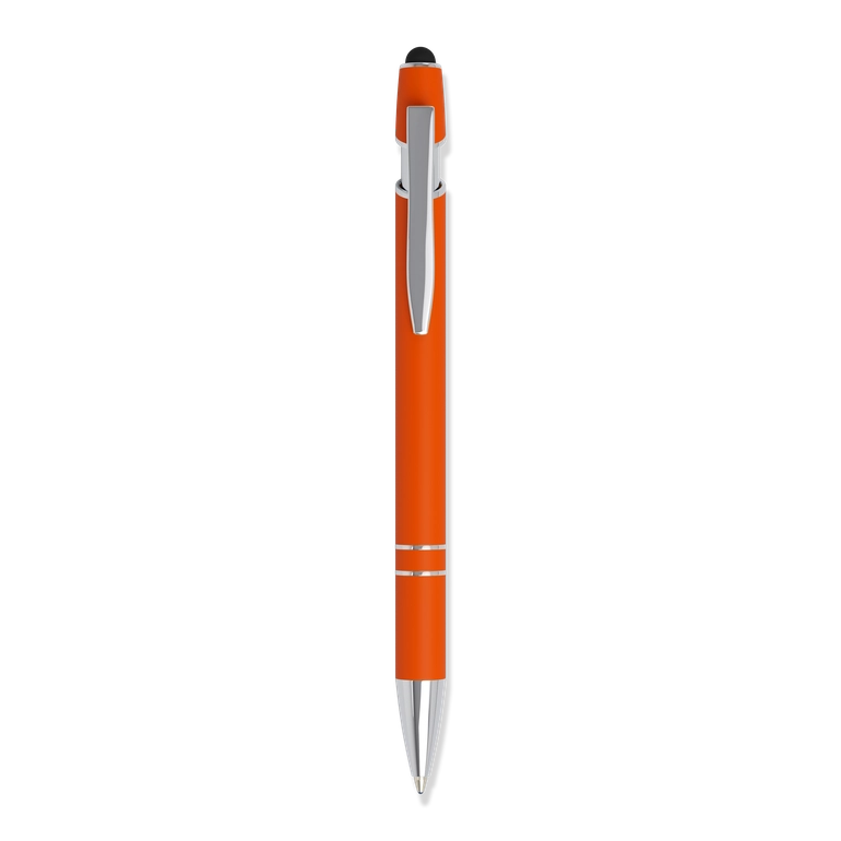 Kugelschreiber mit gummierter Softtouch-Oberfläche in orange Personalisierter Kugelschreiber mit gummierter Softtouch-Oberfläche in orange