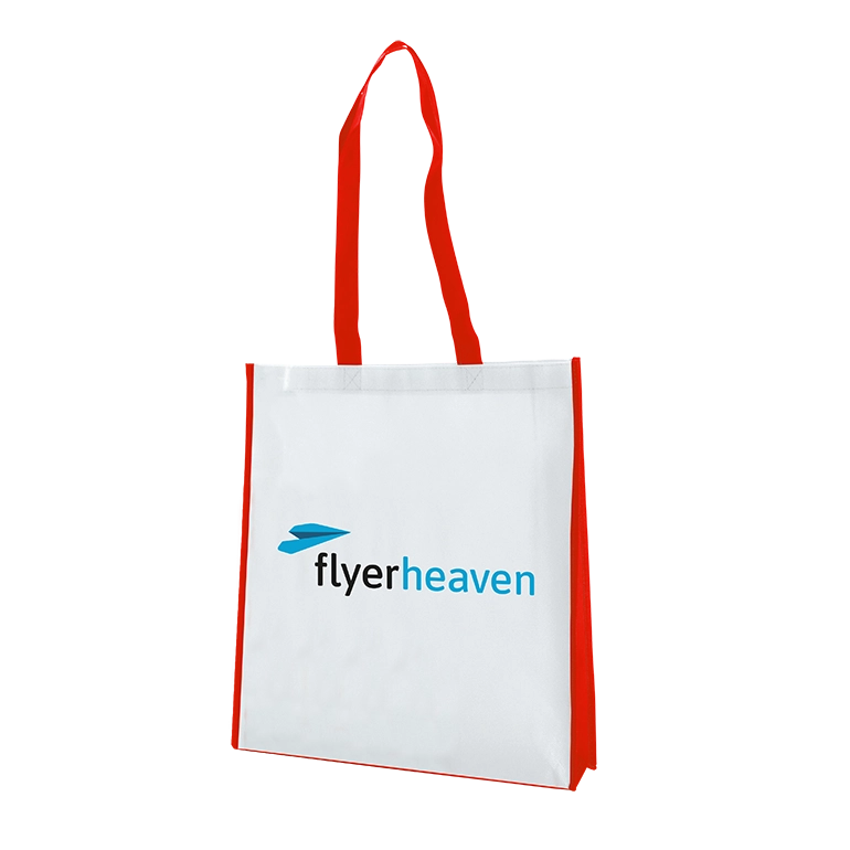Non Woven Tasche weiß/rot Bedruckte Non Woven Tasche in weiß/rot