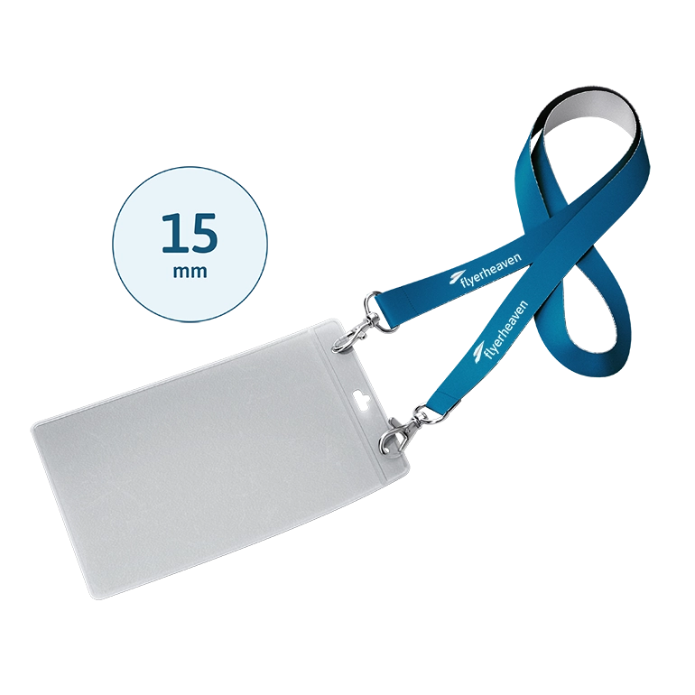Lanyard mit Ausweishülle mit Bandbreite 15 mm Bedrucktes Lanyard mit Ausweishülle mit Bandbreite 15 mm