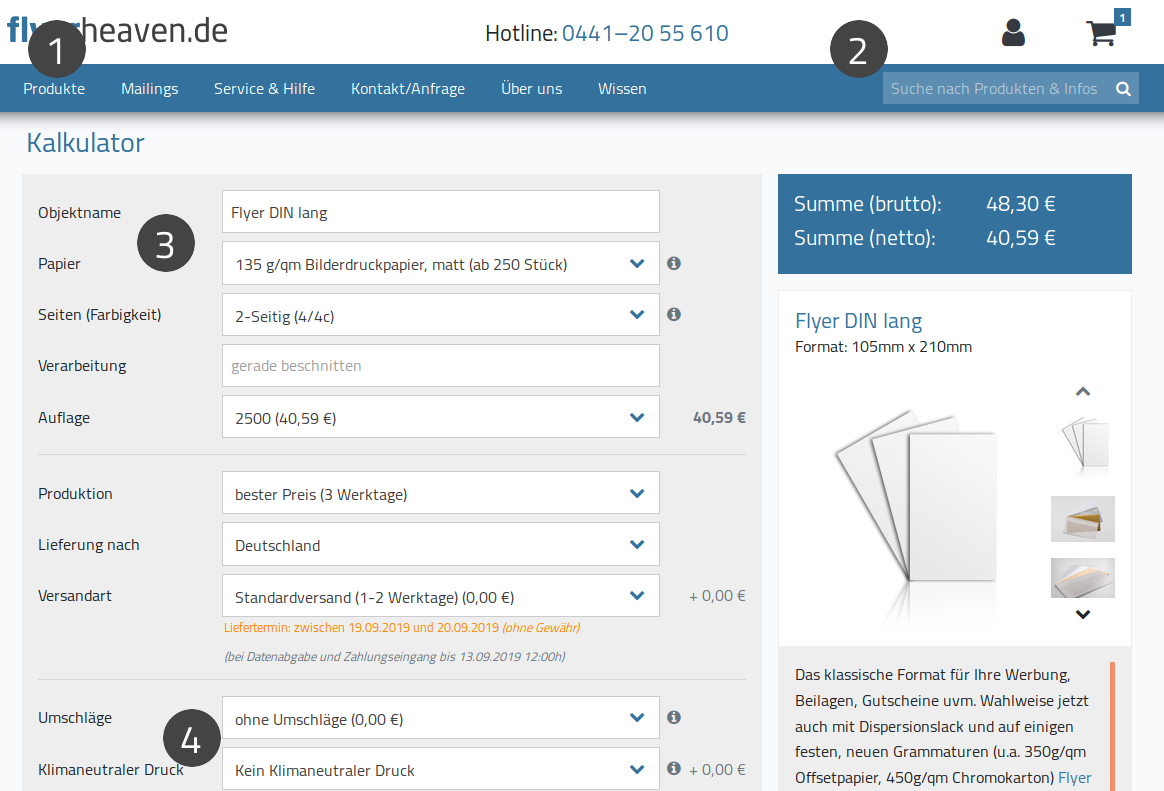 Auswahl des Druckproduktes (1)