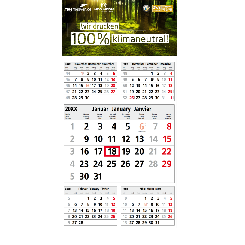 5-Monats-Wandkalender Commerce 5 Post