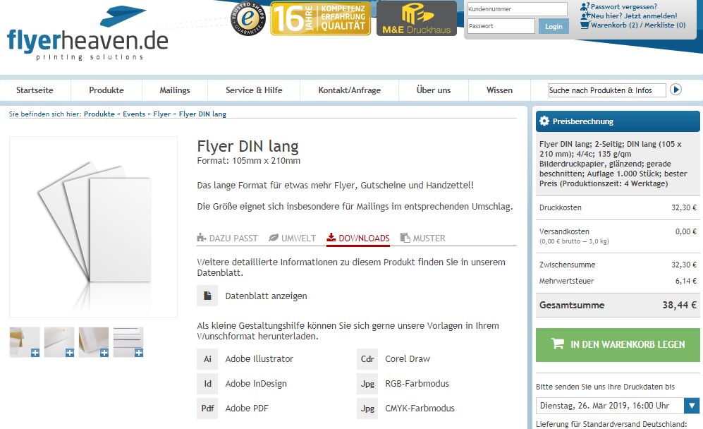 Auswahl des Druckproduktes (1)